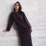FEATHER WOOL KNIT DRESS | PLUM VELVET