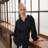 SILK BOW BLOUSE | MIDNIGHT BLUE