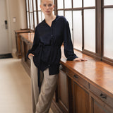 SILK BOW BLOUSE | MIDNIGHT BLUE