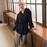 SILK BOW BLOUSE | MIDNIGHT BLUE