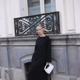 FEATHER WOOL KNIT DRESS | MIDNIGHT BLACK