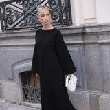 FEATHER WOOL KNIT DRESS | MIDNIGHT BLACK