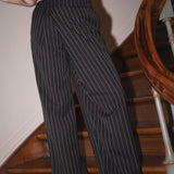 WRAP-OVER TROUSERS | BLACK STRIPED